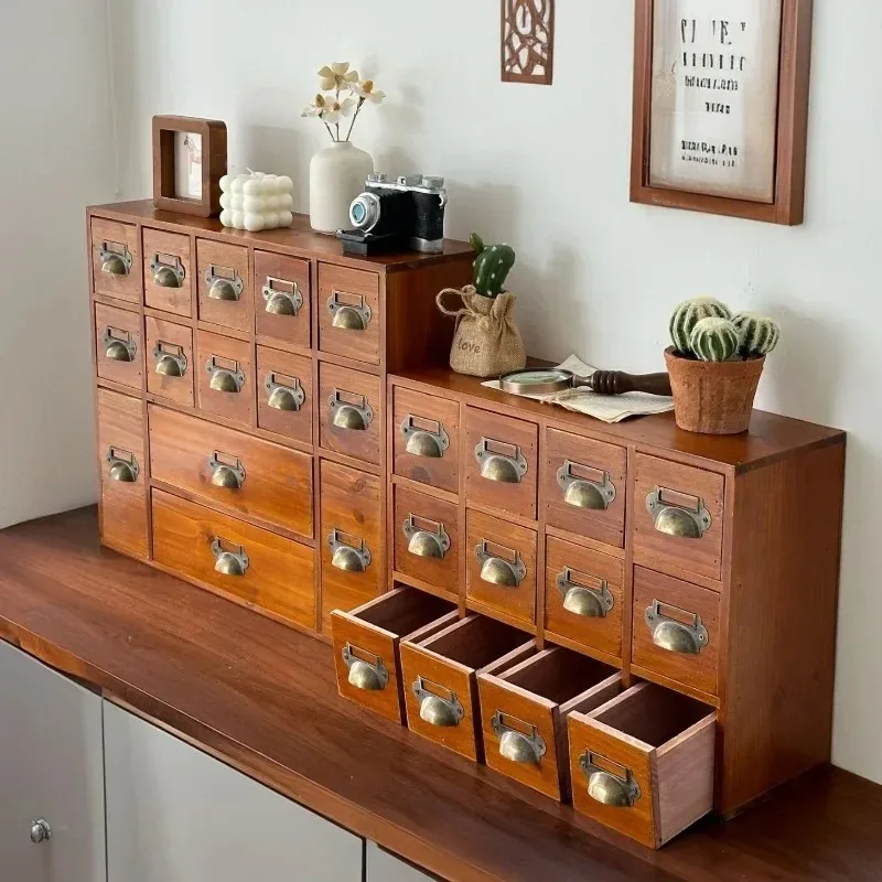 Dustproof Mini Drawer Organizer Storage Container Makeup Tables Cabinet Organizer Drawer Dividers Organizer Wood Storage Drawers