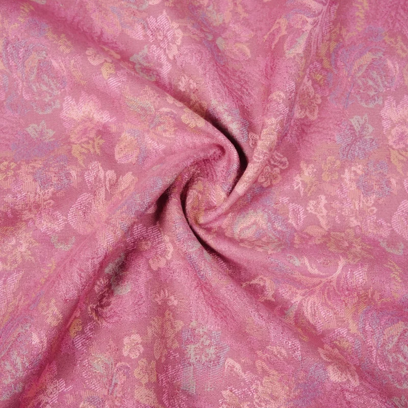 Oil painting style draped pink and purple small floral jacquard fabric cheongsam Hanfu suit designerDIYFabricA