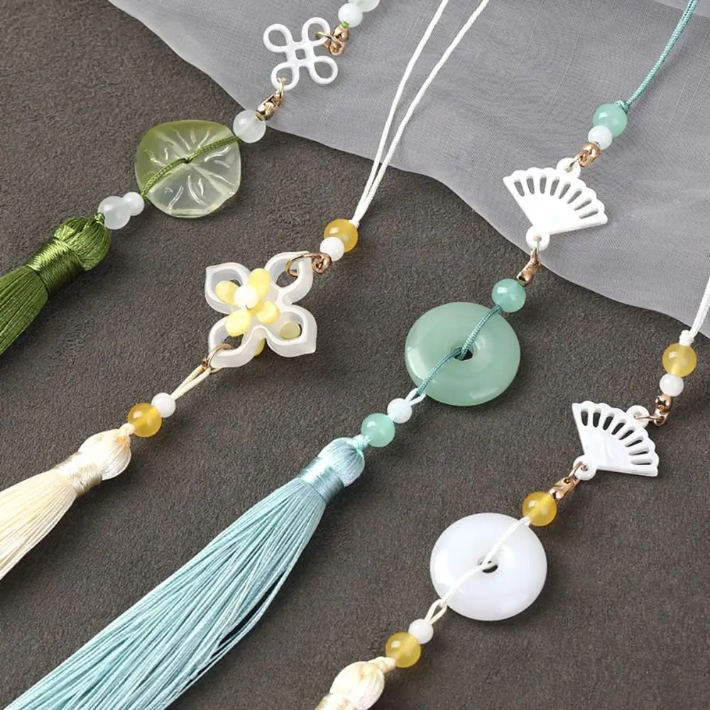 Imitation Jade Hanging Imitation Jade Lotus Pendant Jewelry Accessories Beads Hanfu Tassel Pendant Waist Pendant DIY Crafts