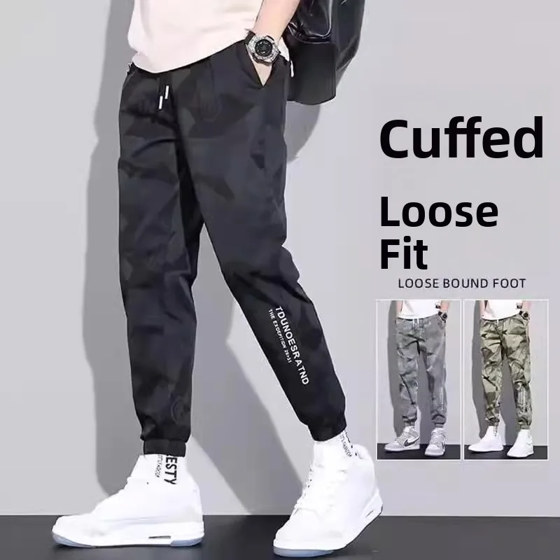 

Spring Autumn Thin Casual Pants Men's Cuffed Loose Camouflage Dirt Resistant Wear Resistant Workwear Long Trousers