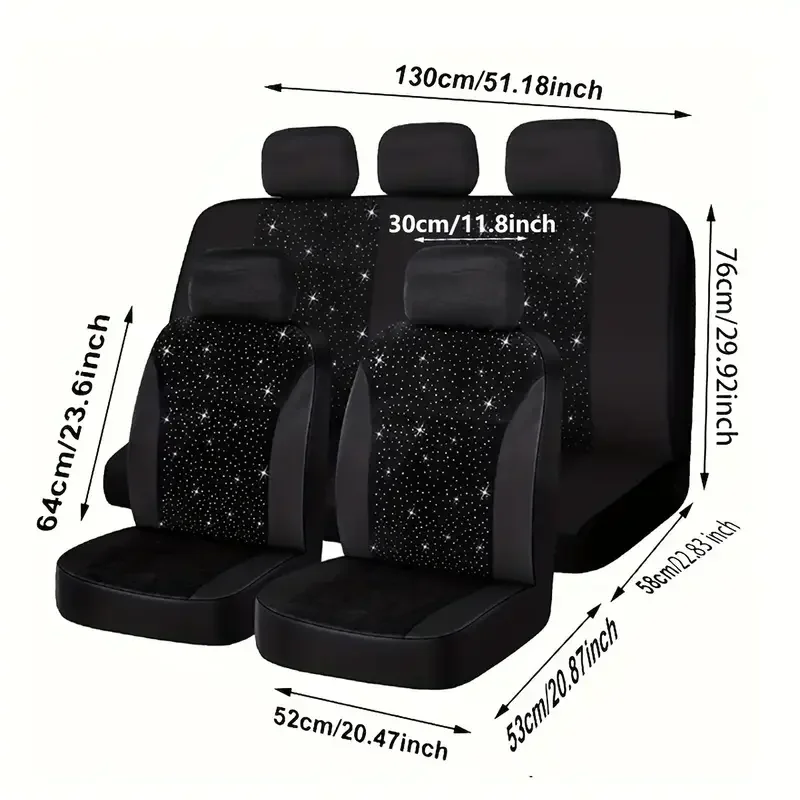 Glitter car seat covers for unseated cars, artificial diamond encrusted seat covers, luxury car interior accessories