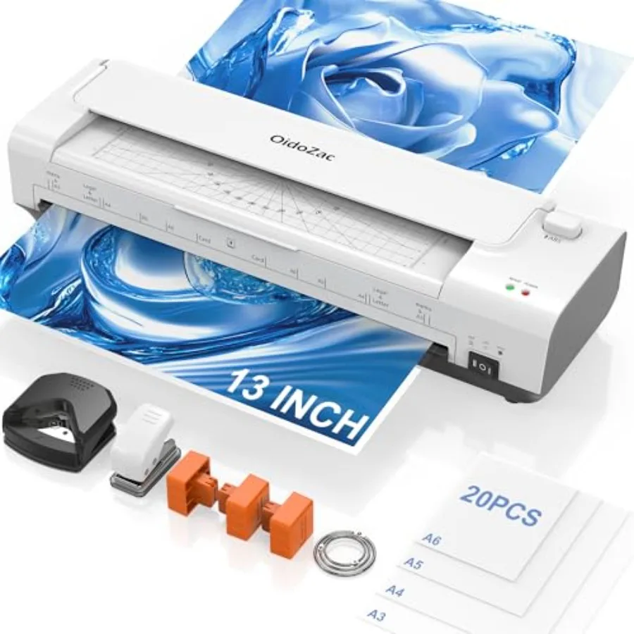 

Laminator Machine 13 Inch Lamination Machine with Auto Paper Feed Never Jam A3 Thermal Lamination 20 Laminating Sheets 10-in-1