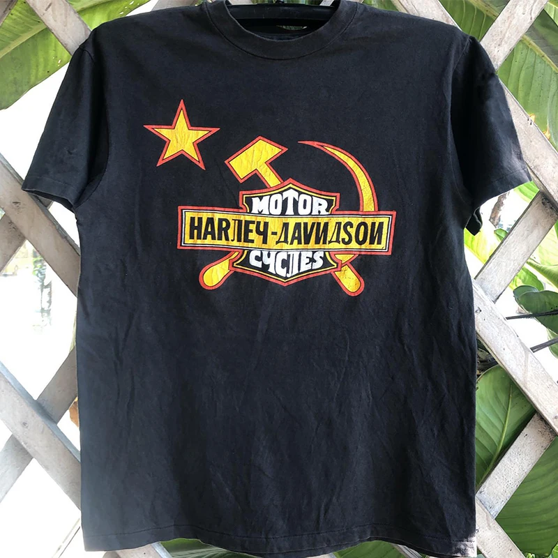 

European and American Retro Locomotive Style High Street Vibe High-end Trendy Brand Short-sleeved Men's and Women's T-shirts