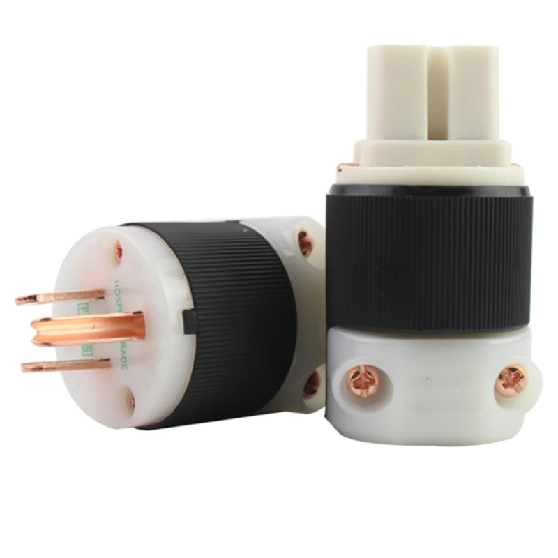 Pair Hubbell HBL8215G Pure Copper Plated US Power Plug HiFi Audio Amplifier AC Power Plug 15A 125V IEC Power Plug Connecter