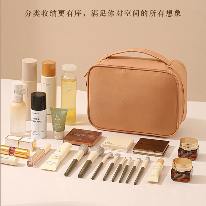 Travel Makeup Bag  Unisex Multi-compartment Toiletry Bag Polyester  with Makeup Brush Pocket for Travel Vacation Daily Use
