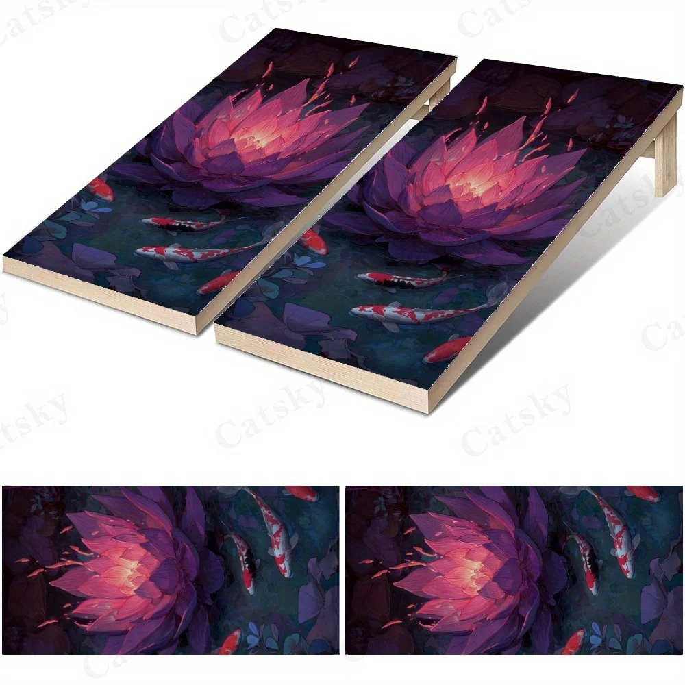 

Mysterious Purple Lotus with Koi Fish 2D Flat Vinyl Sandboard Stickers - Bubble-Free, Easy Application, Waterproof, One-Step Ren