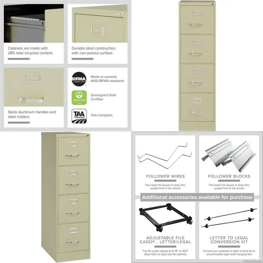

Cooper 25" 4-Der Metal Veal ile Cabinet, Beige inish, Letter Width, Commercial Grade Steel, Smooth Ball-Bearing Slides, Lockable