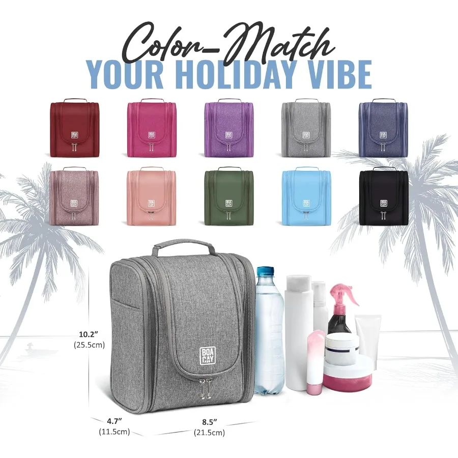 حقيبة أدوات الزينة المعلقة للسفر للنساء والرجال: مجموعة تنظيم دش الحمام المدمجة لمستحضرات التجميل وأساسيات السفر