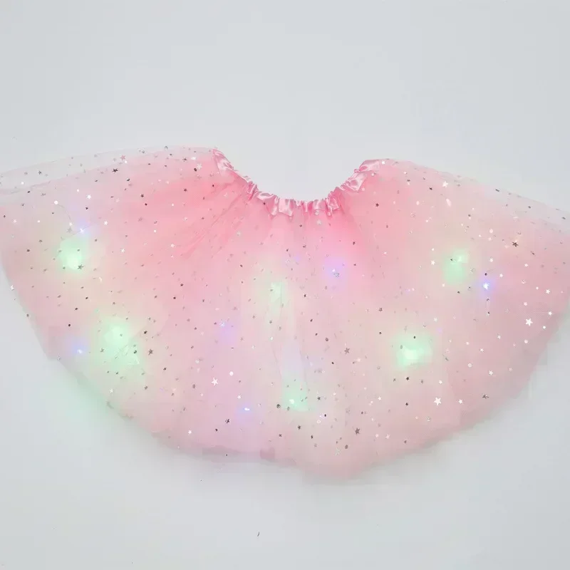 30cm Glowing Light Tutu Skirts Fairy Costume Kids Light Up Skirt Wedding Birthday Party Cosplay Princess Girl Tutu Skirts