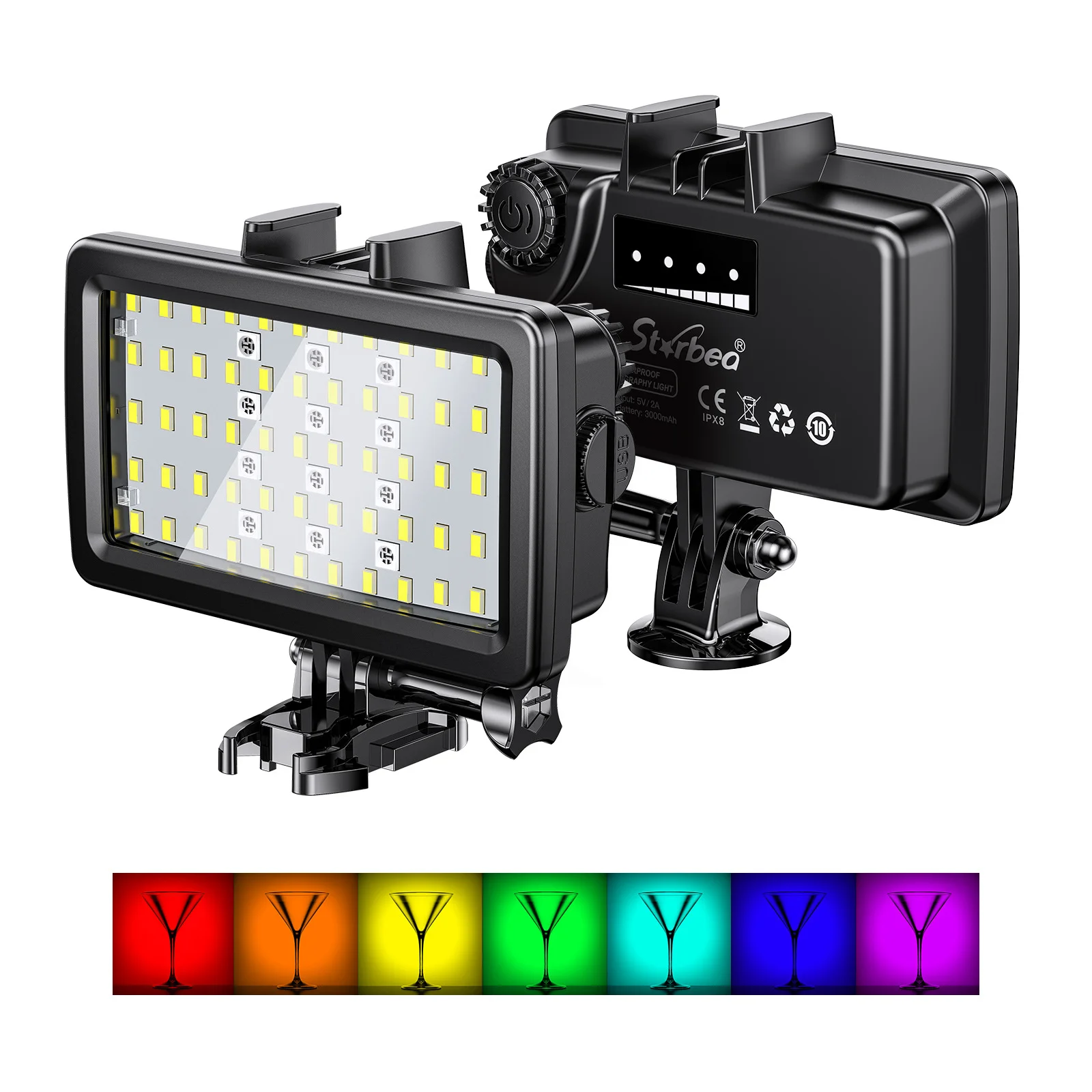 LED fill light suitable for Gopro outdoor 40M diving video fill light, suitable for multi scene and sports camera accessories