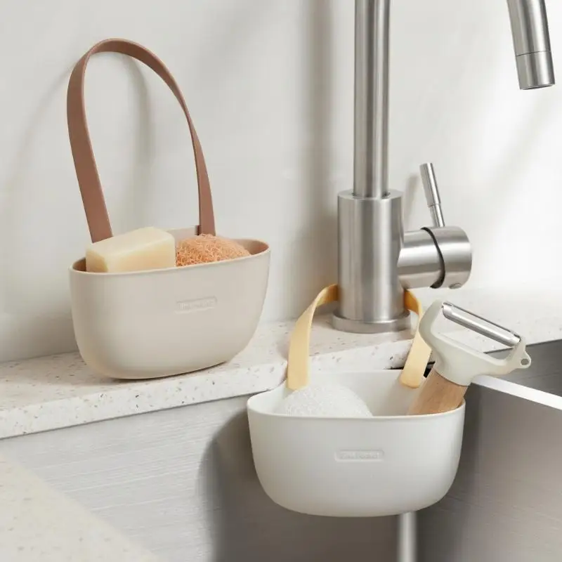 Kitchen Sink Sponge Holder Hanging Drain Basket Rustproof Soap Drying Rack for Home Kitchen Countertop Organizer