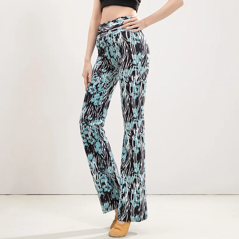 بنطلون يوجا نسائي عالي الخصر بتصميم يبرز منحنيات الجسم، سروال طويل مستقيم للرقص واللياقة البدنية، ملابس رياضية بنقشة الفهد #5