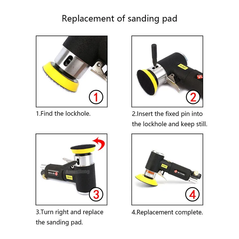 With 1/2/3 Inch Pad New Orbit Mini Air Sander Pneumatic For Car Polishing High Speed Air Powered  Polisher Air Tool Machine