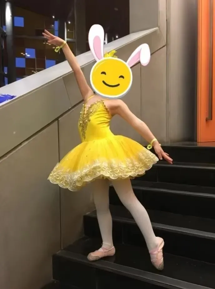 Yellow Professional Ballet Tutu Dress for Girls Child Dance Costume Ballerina Performance Jazz Dance Carnival Outfit Kids