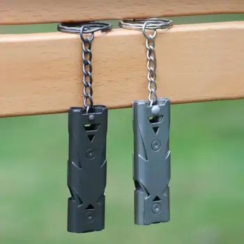 Doppio tubo 80-150dB Fischio di sopravvivenza Portachiavi Fischio in acciaio inossidabile ad alta decibel Escursione da campeggio Fischio di sopravvivenza di emergenza