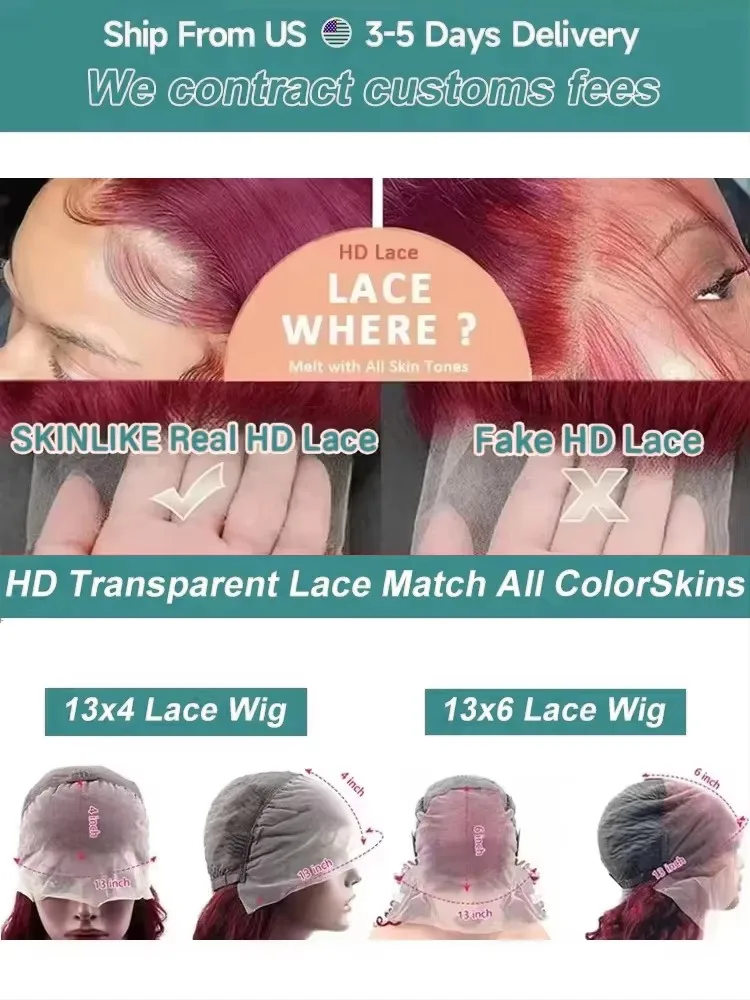 99J بورجوندي 30 32 40 بوصة موجة عميقة 13x6 الدانتيل شعر مستعار أمامي مجعد أحمر اللون 13x4 HD الدانتيل الشفاف أمامي الشعر البشري