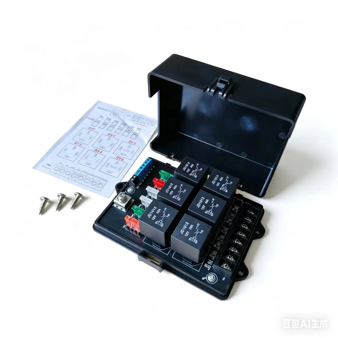 Relay Box Fuse Relay Box 12V Automotive Universal Fuse Panel with 6 Way Relays and 14 x ATC/ATO Blade Fuses 12 Volt Fuse Box