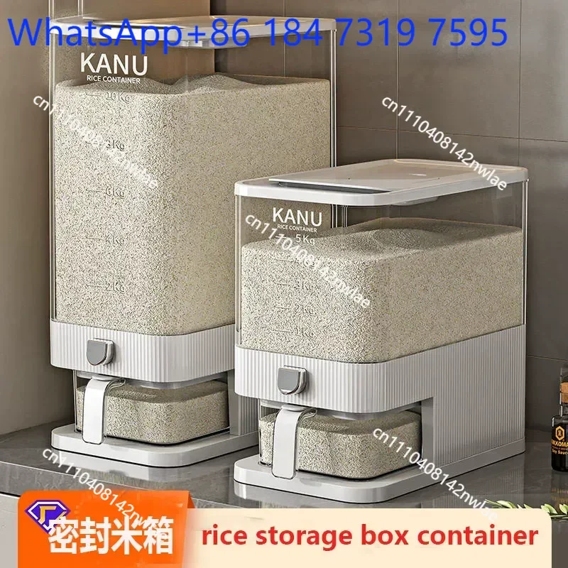 Rice Storage Container Dispenser Moisture Proof Sealed Bucket Tank for Kitchen Grain Food Preservation Box