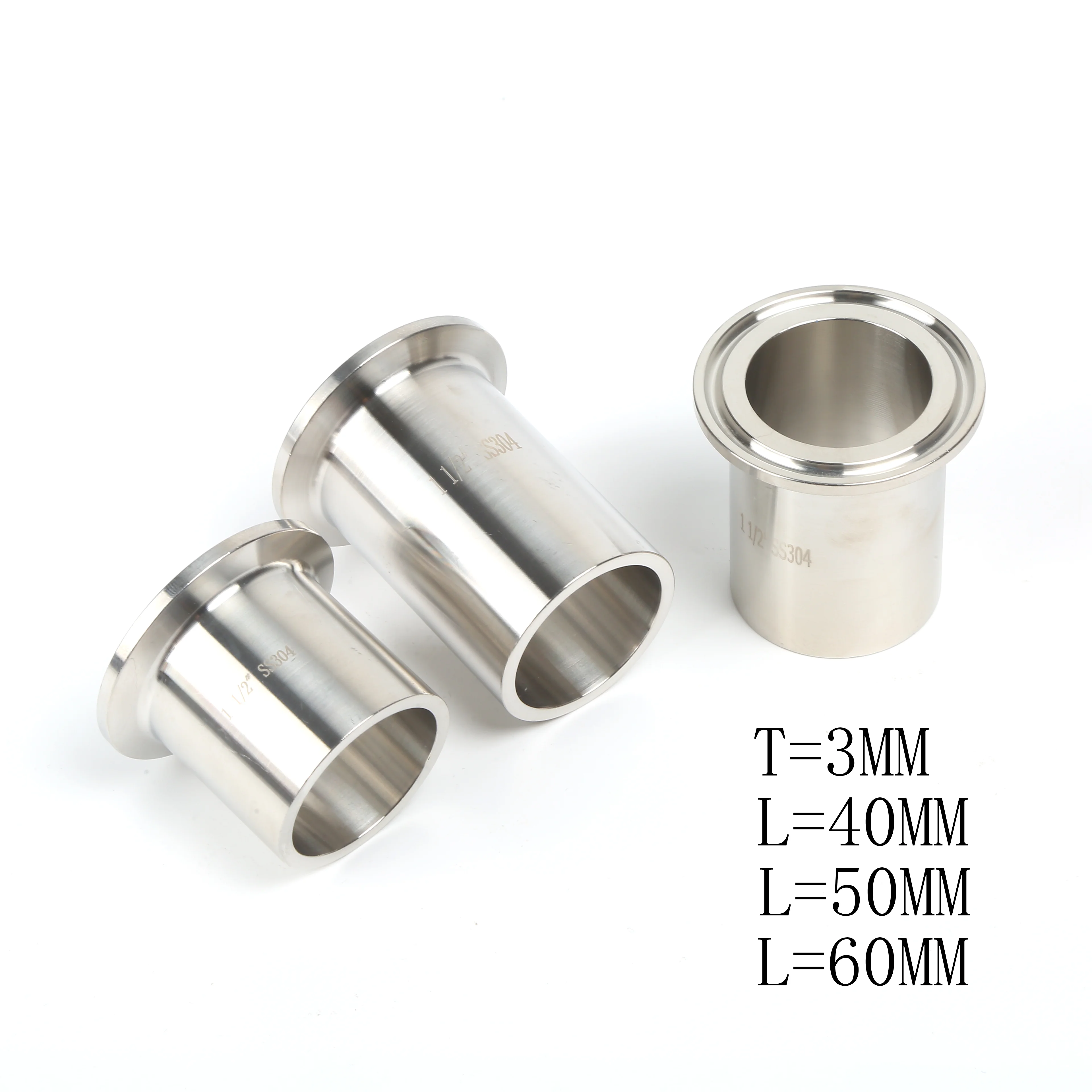 SAP SS304 Heavy Duty Ferrules T=3mm Stainless Steel Long type Tank Ferrules  SS304 Heavy tudy Tank ferrules L=40mm 50mm 60mm