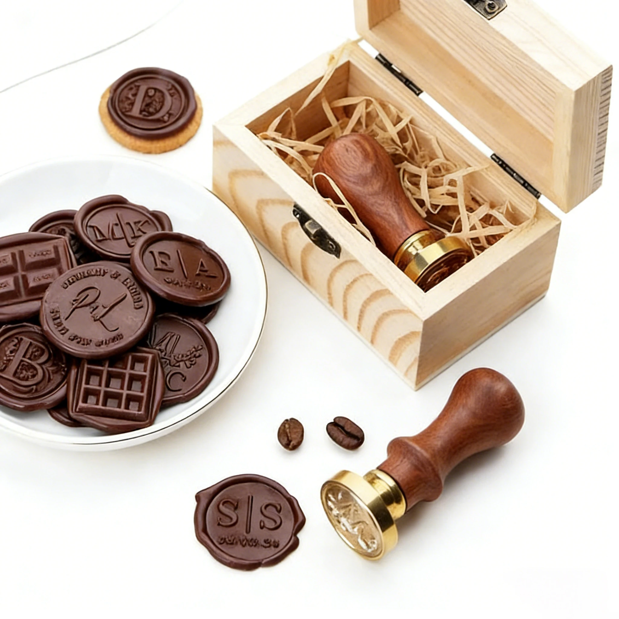 Personalisierter Messing-Schokoladenstempel Lebensmittelecht Maßgeschneidertes Design Wachssiegel-Stempel für DIY Festival Party Kekse Backen Dessert-Dekoration