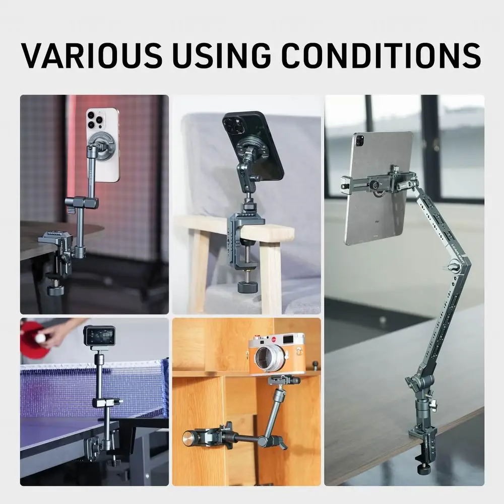 LEAPLIGHT Fotograficzny zacisk typu C z otworami NATO 1/4" i 3/8" do studia fotograficznego, wideo, DSLR, kamer, mocowanie do biurka, stołu, zaciski do biurka — zdjęcie produktu 6