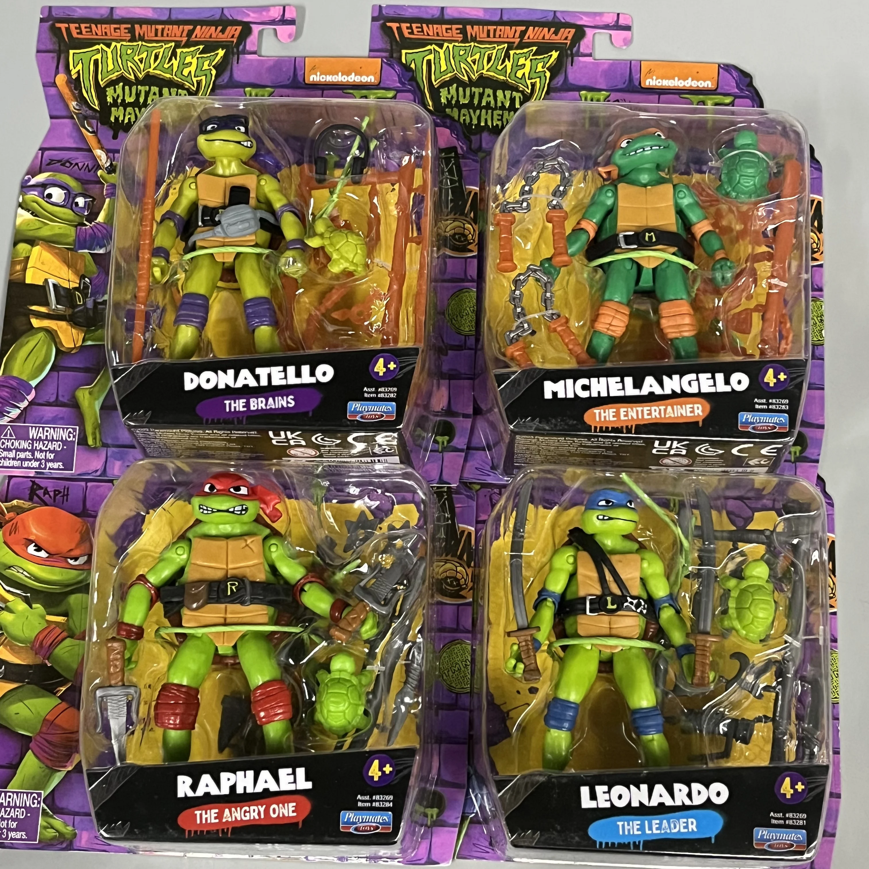 Original Action Figurine Teenages Mutant Ninja Turtles Leonardo Raphael Character Ornaments Playmates Toys Gifts