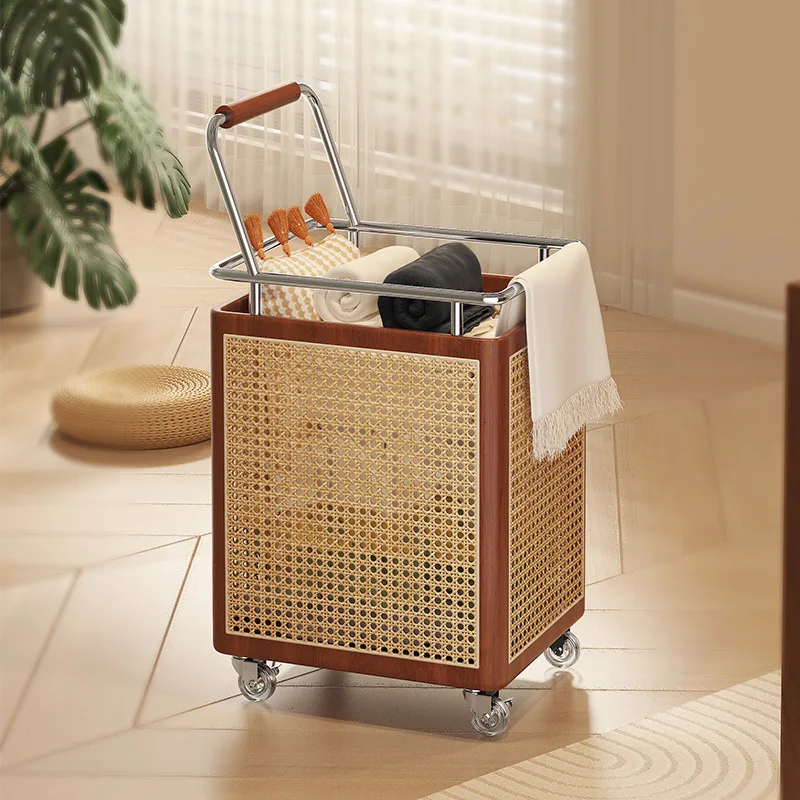 Household dirty clothes basket antique clothes storage basket toilet laundry basket bathroom removable trolley rack
