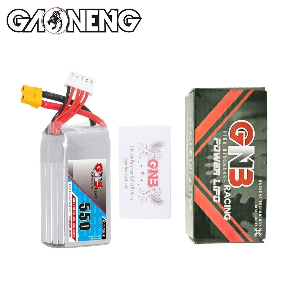 GAONENG GNB 550mAh 80C/160C 2S/3S/4S/6S 7.4V/11.1V/14.8V/22.2V Lipo Batteria XT30 Connettore Per FPV Racing Drone parti RC