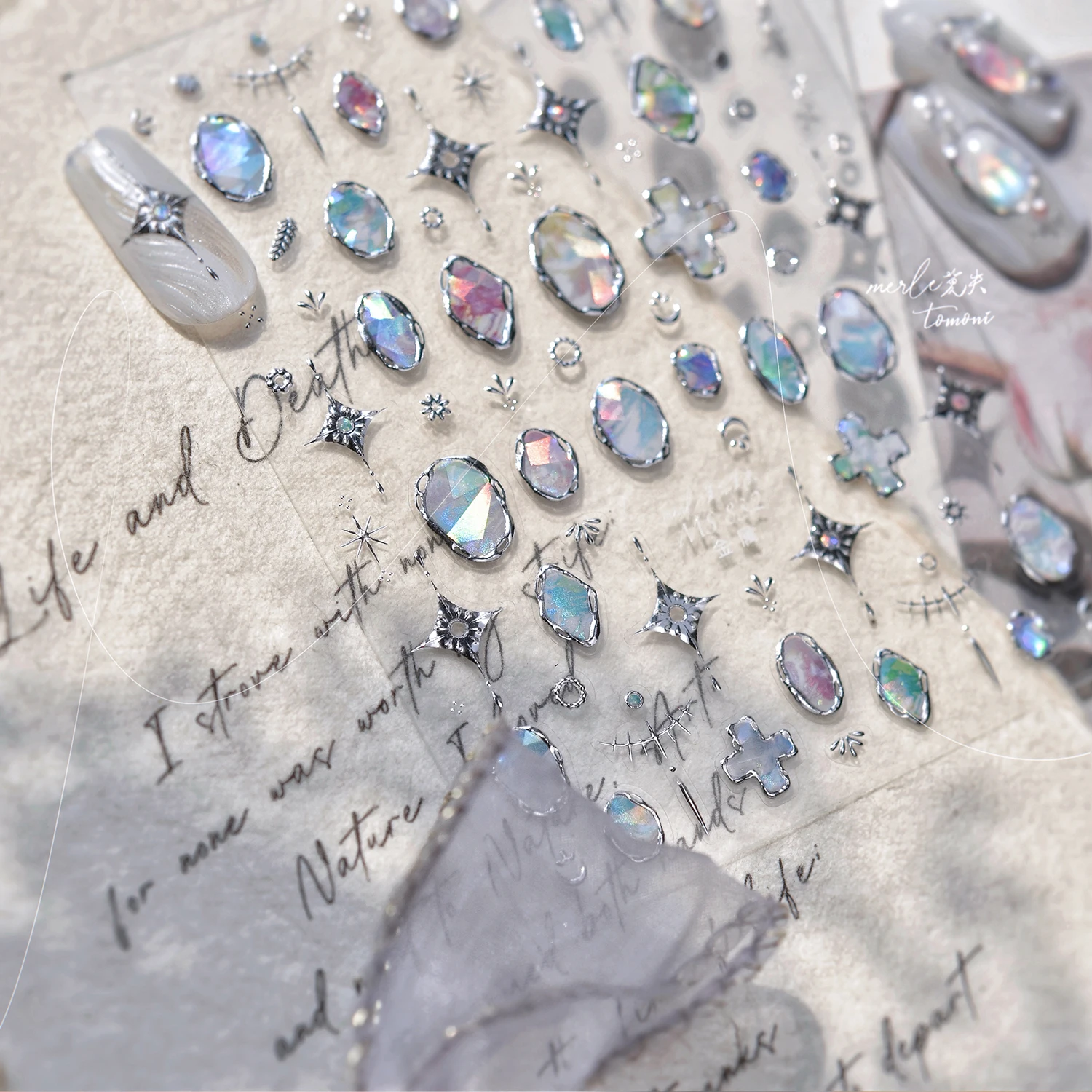 5D สร้างสรรค์ผีเสื้อสติกเกอร์เล็บแฟชั่นวินเทจเล็บอุปกรณ์เสริมธรรมชาติ Niche สไตล์อุปกรณ์ตกแต่งเล็บ