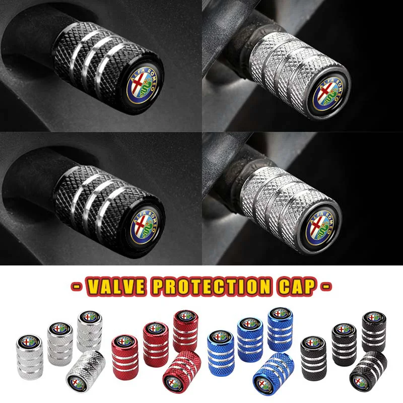 

For Alfa Romeo 4pcs Car Wheel Tire Valve Stem Cap Car Logo Styling Accessories 159 Giulietta Giulia 147 Mito 156 159 166 GT