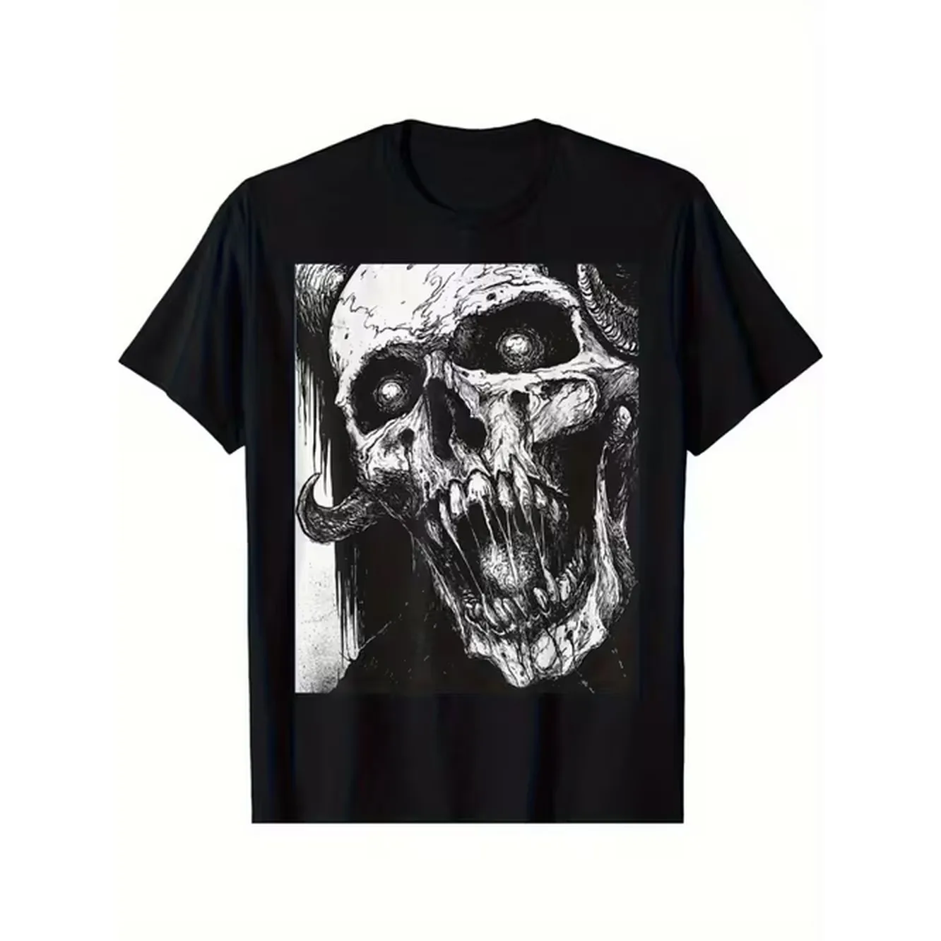 item picture mens gothic skull graphic tee sturdy skull neck shirt comfortable top for daily use halloween stylish gothic attire washable regular fit shirt casual outfit dark aesthetic clothing long lasting fabric top