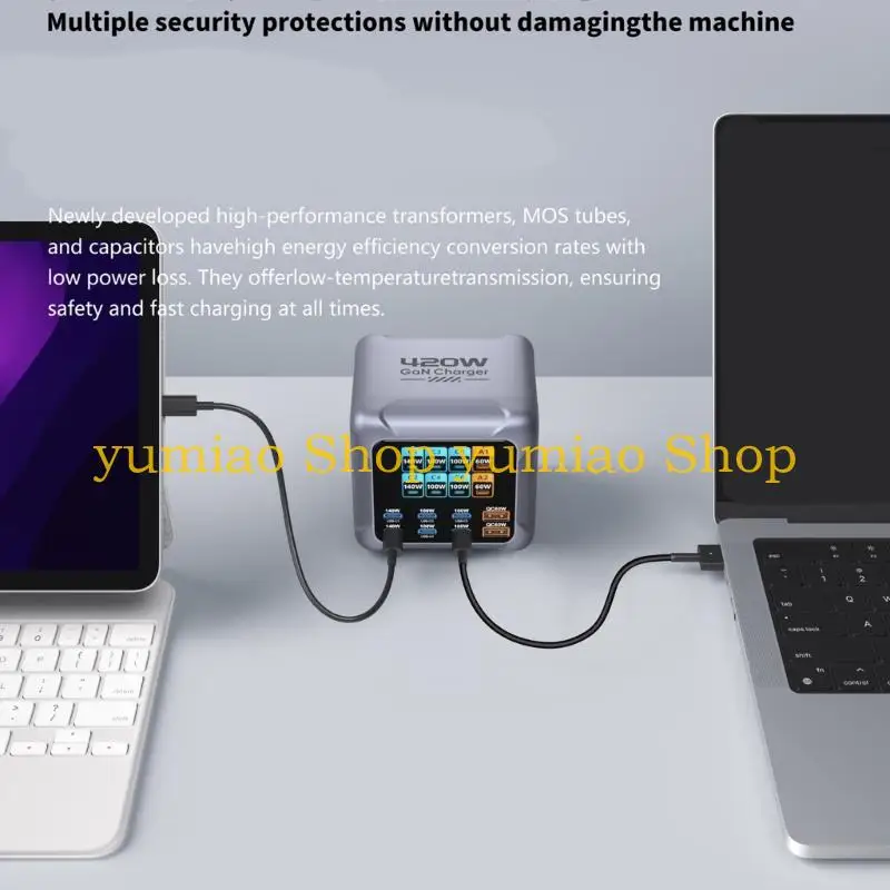 587B Multiple Device Chargers Station 420W Power 8 Port USB C 140W High Speed 8 Port USB Charging for Smartphones & Laptops