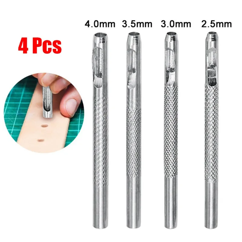 

4Pcs/Set Leather Hollow Punch Leather Goods Belt Punch Round Punch High Hardness Punch Punch Galvanized Tool Eye Punch