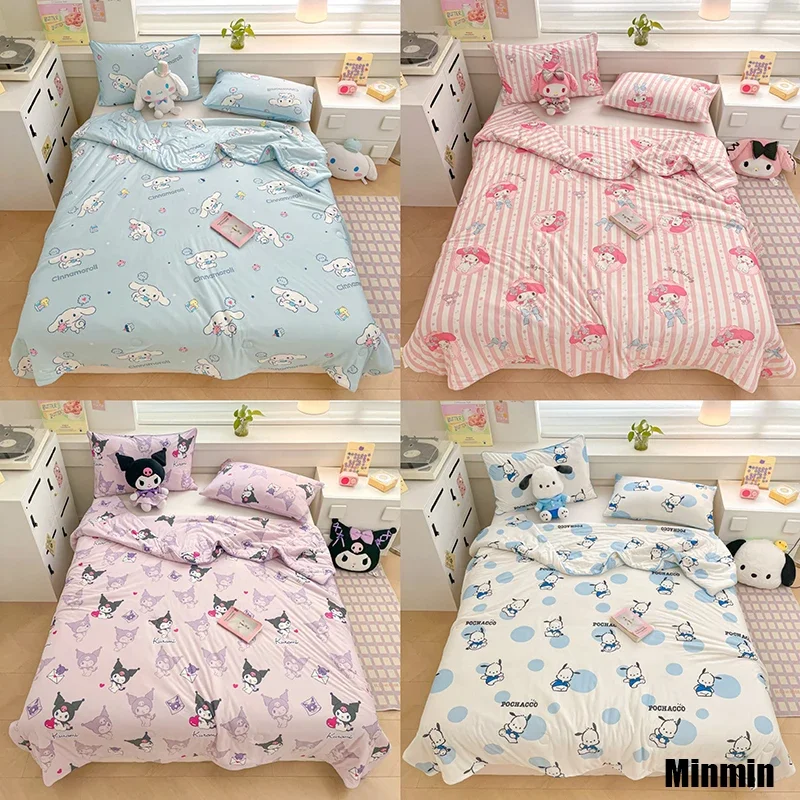 Sanrio Cinnamoroll Cool Silk Summer Quilt Cartoon Air Conditioner Quilt Children Cute Summer Cool Quilt Single Double Thin Quilt