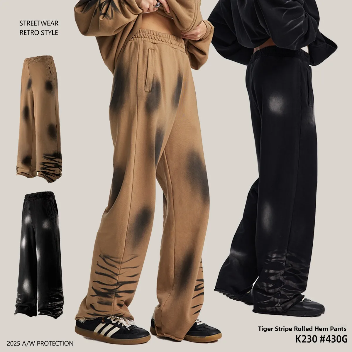 

Спортивные брюки Artie American Retro с градиентным цветным принтом, свободного кроя, из чистого хлопка, повседневные, осенне-зимние, новые, с высокой талией, длинные