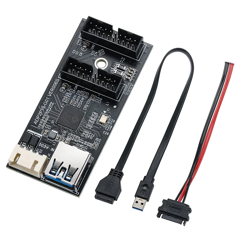 

Карта адаптера USB 3.2 Gen1 на двойной 19-контактный разъем, 5-бит/с USB3.0 на 2-портовую 19-контактную карту расширения для Windows7/8/10/11/Linux