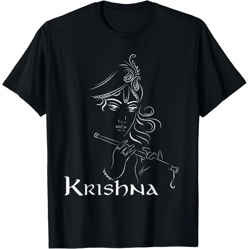 

Hinduism Diwali Festival Gods Lord Krishna Gift T-Shirt Hindu Mythology print Short Sleeve Graphic clothes All size tops