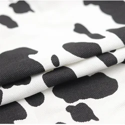 Cotton Twill Jeans Fabric Cow Printed Chic Denim Fabrics For Jacket Bags DIY Sewing Handcrafts After Washing Tissus 50X150cm