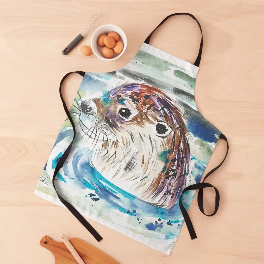 

Swimming Otter Apron For Man kitchen woman Kitchen New 2022 Year Apron