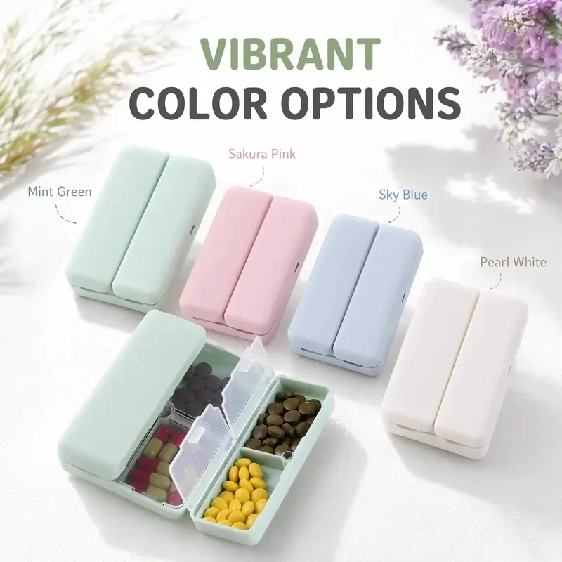 1 Pcs Double-Layer Magnetic Independent Folding Medicine Storage Box 7 Compartments Dust-Proof Moisture-Proof Organizer for Tabl