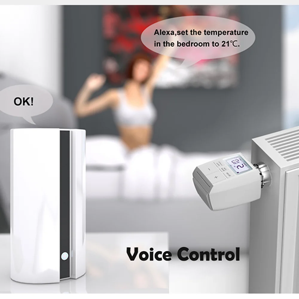 Bluetooth Thermostatic Radiator Valve Button Actuator TRV Programmable Temperature Controller Alexa Tuya Smart Life Google
