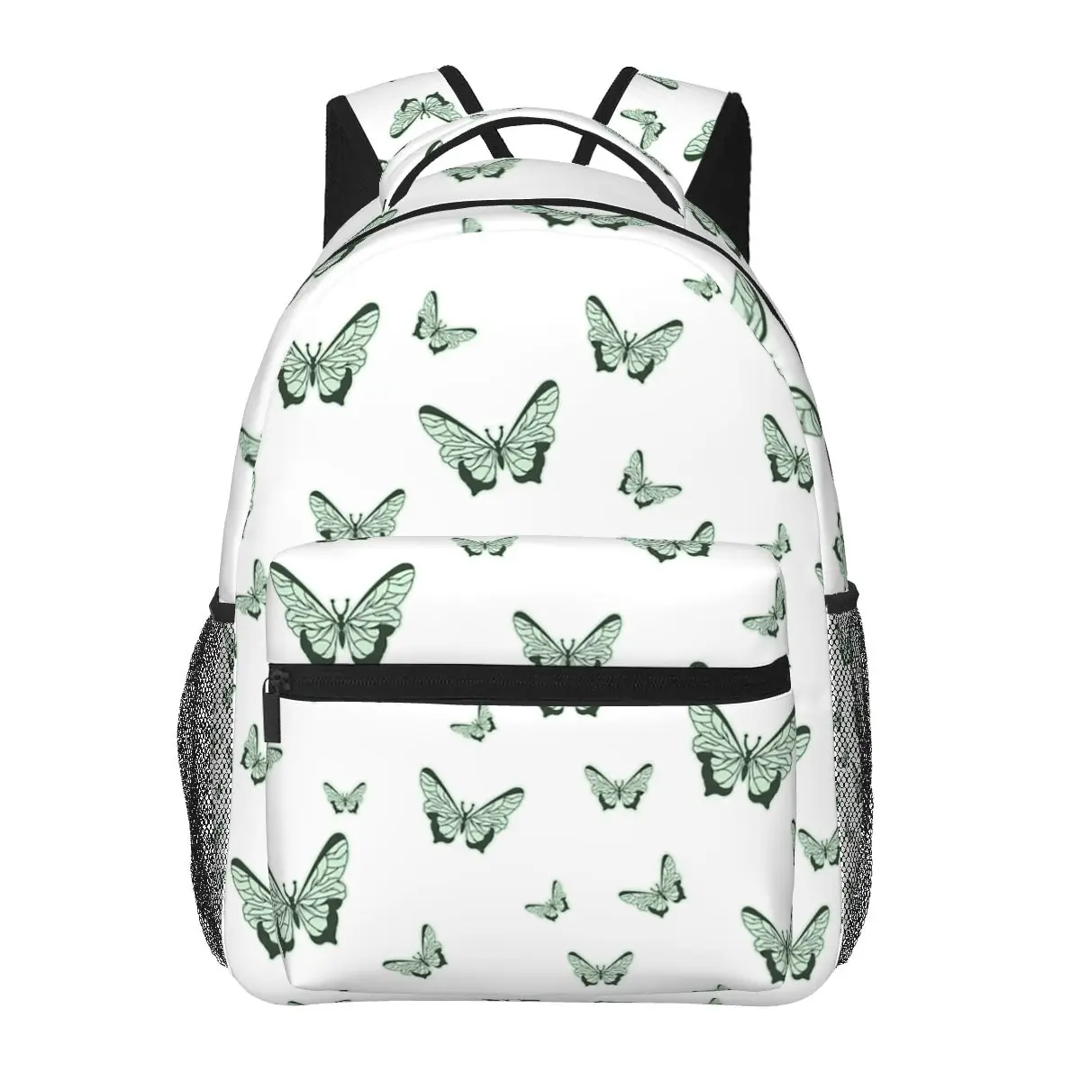 

Sage Green With Soft Green Butterflies Backpacks Boys Girls Bookbag Students School Bags Cartoon Laptop Rucksack Shoulder Bag