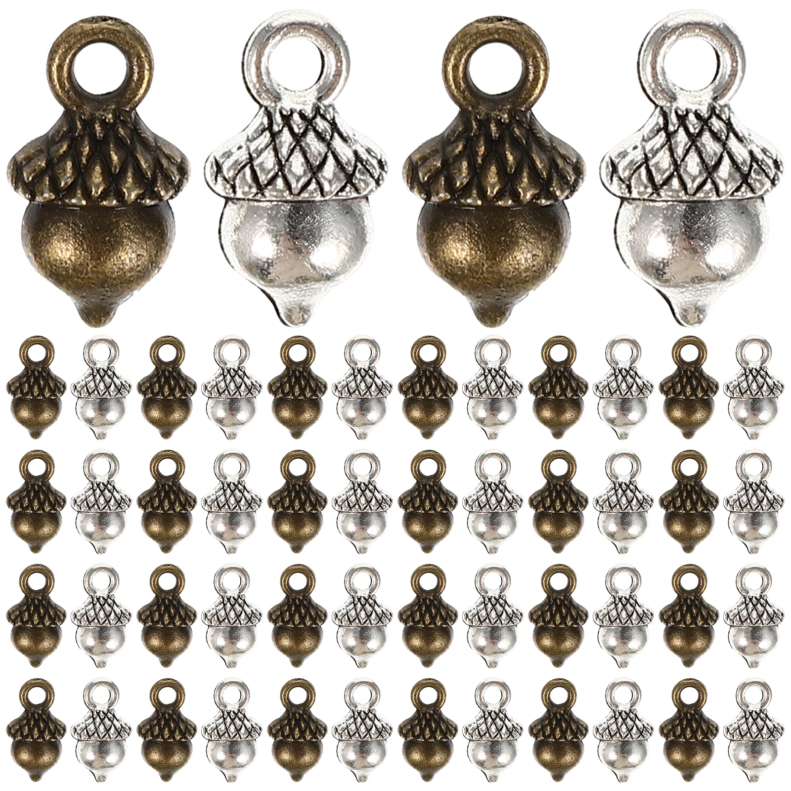 

100 Pcs Vintage Christmas Decor Pine Cone Pendant Alloy Accessories Autumn Xmas Themed Pendants DIY Bracelet Hanging Supplies
