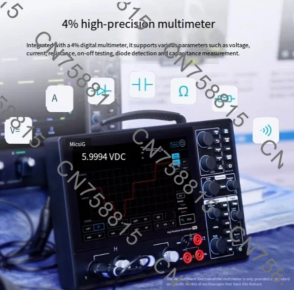 

4-Channel 200/100MHz. 12-bit high-resolution oscilloscope MHO14-200/100 1G touch screen with battery and 8 decoders