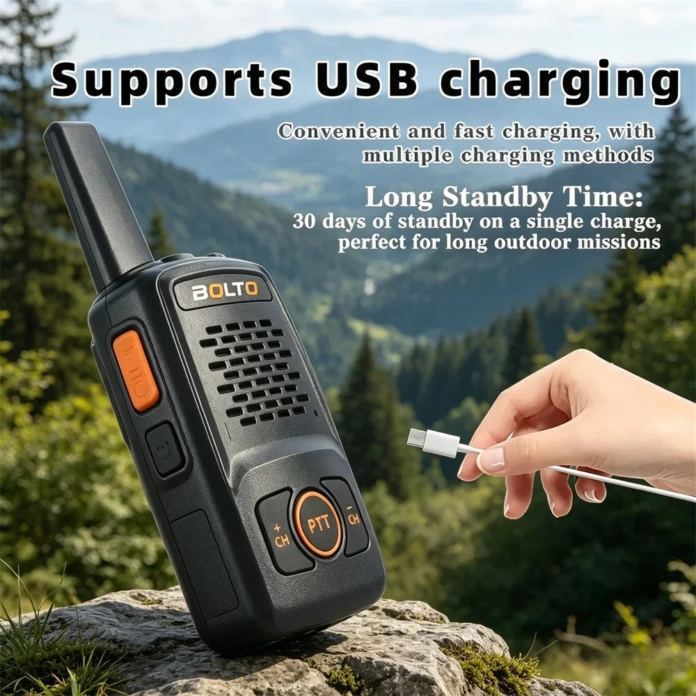 2個セット-ミニウォーキートーキー-充電式-usb-type-c-急速充電-スタンバイ10km-長距離-uhf-16チャンネル-クリアサウンド-双方向無線