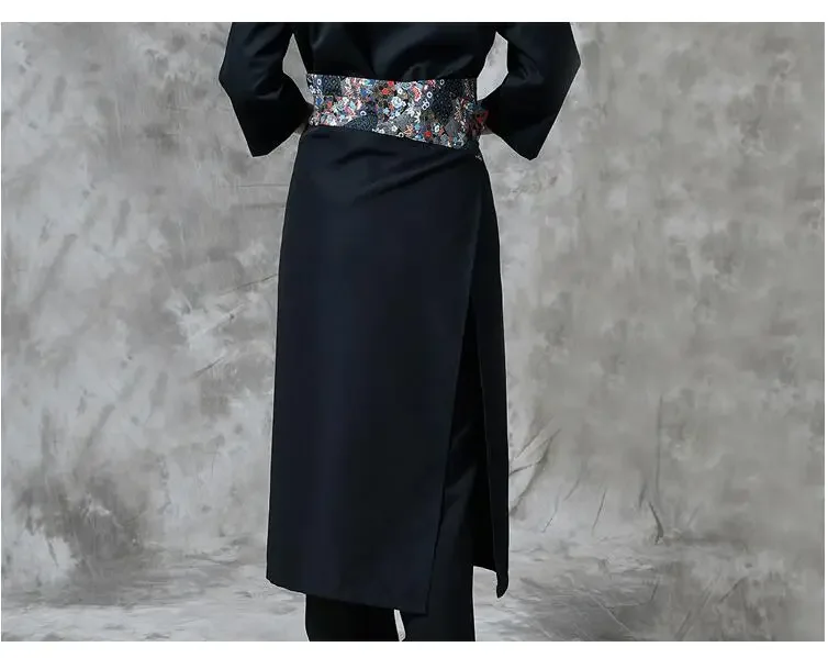 日本料理エプロン レストラン シェフ 寿司エプロン 料理作業 ブラック