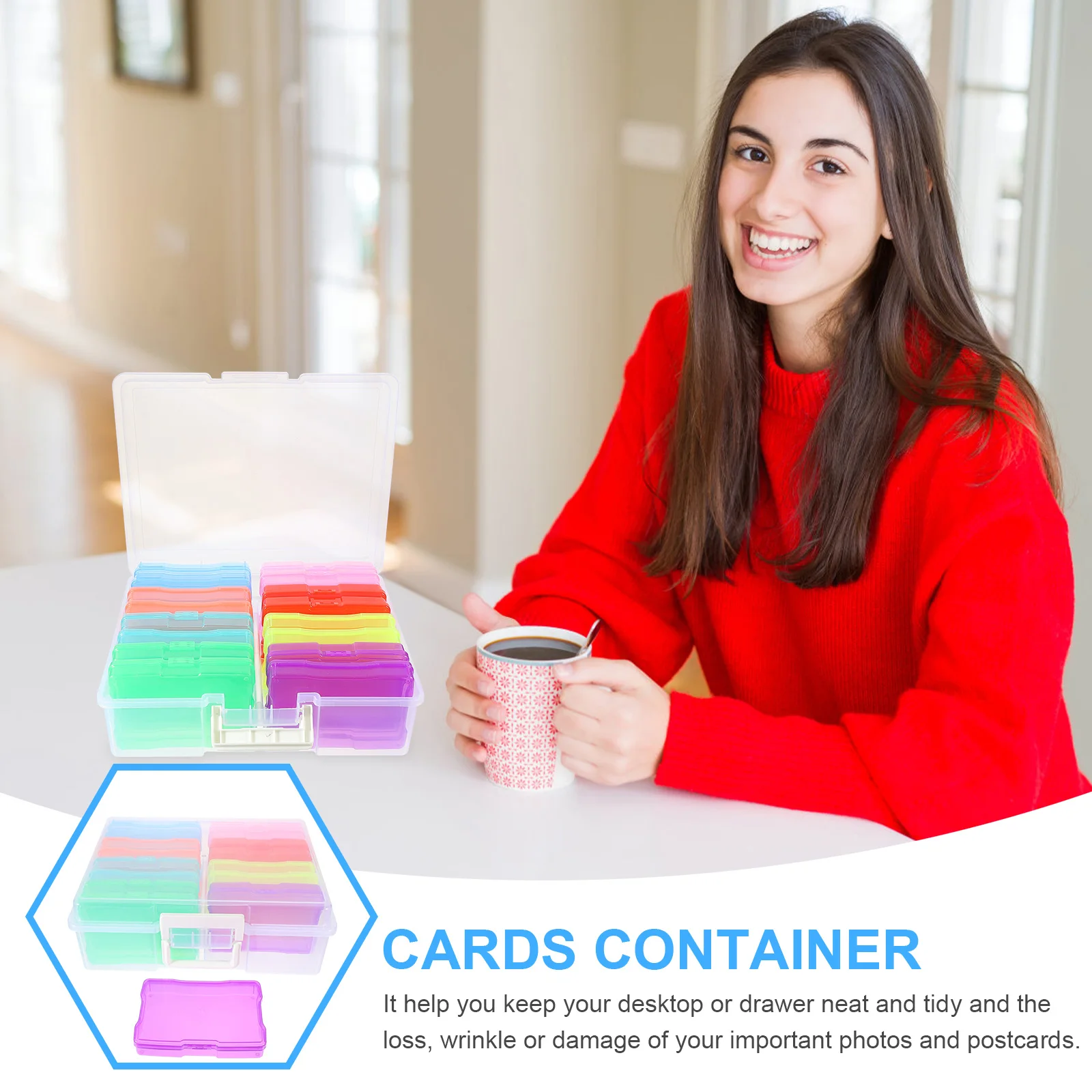 

1 Set Plastic Photo Storage Box Large Capacity Greeting Card Organizer For Photos Postcards Crafts Coins Beads Guitar Picks