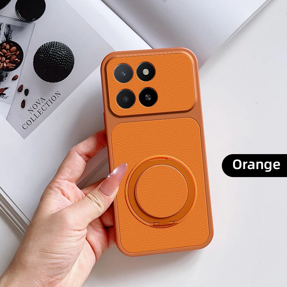 Neue Modische Mehrwinkel-Drehbare Handyhülle mit Ständer für Honor X5B X6A X6B X6C Play 9A PU-Leder-Textur Stoßfeste Abdeckung