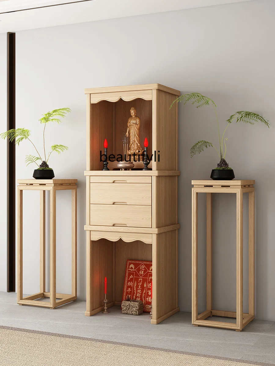 

A07 Solid Wood New Chinese Buddha Niche Clothes Closet Household Bodhisattva Altar Cabinet Black Walnut Modern Minimalist Ances