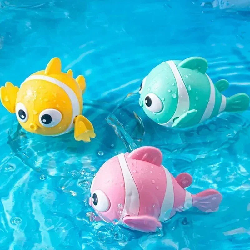 Bath Toys Cute Swimming Clown Fish Boy Girl New Born Baby Toy for Toddlers Floating Wind Up Toys for Baby Bathtub Toddler Toys